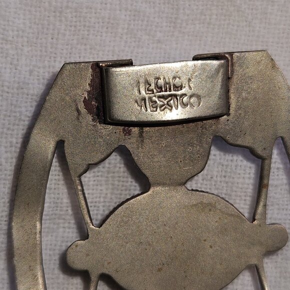 Dragon's breath open panel hinged bracelet made in Mexico possibly alpaca silver - Picture 2 of 6